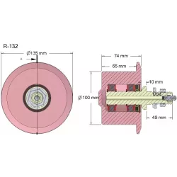Rol nr. 132 – gietijzeren keerrol Ø100 mm voor machines van Grimme | OEM Grimme 200.00807 | fabrikant KiJ