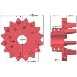 Rol nr. 142 – gietijzeren aandrijfrol Ø180 mm, steek 40 mm | fabrikant KiJ