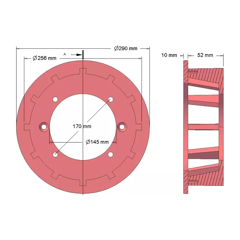 Rol nr. 170 – gietijzeren aandrijfrol Ø251 mm, steek 35 mm | fabrikant KiJ