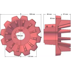 Rol nr. 172 – gietijzeren aandrijfrol Ø170 mm, steek 50 mm | fabrikant KiJ