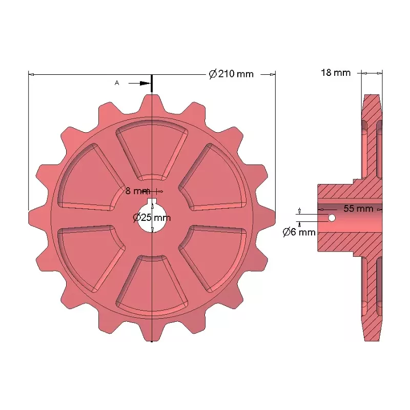 Rol nr. 173 – gietijzeren tandwiel Ø210 mm voor machines van Hassia | fabrikant KiJ