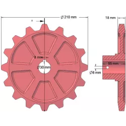 Rol nr. 174 – gietijzeren tandwiel Ø210 mm | OEM 035068 | fabrikant KiJ