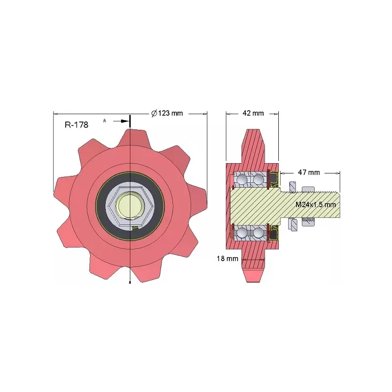 Rol nr. 178 – gietijzeren tandwiel Ø123 mm | OEM 036240/1 | fabrikant KiJ