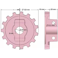 Rol nr. 201 – gietijzeren rol Ø124 mm | OEM 5642-63-050, 5642-63-049, 000.10.009.00 | fabrikant KiJ