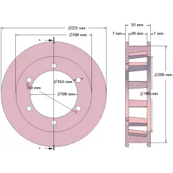 Rol nr. 206 – gietijzeren aandrijfrol Ø205 mm, steek 50 mm, voor machines van Pomac | fabrikant KiJ