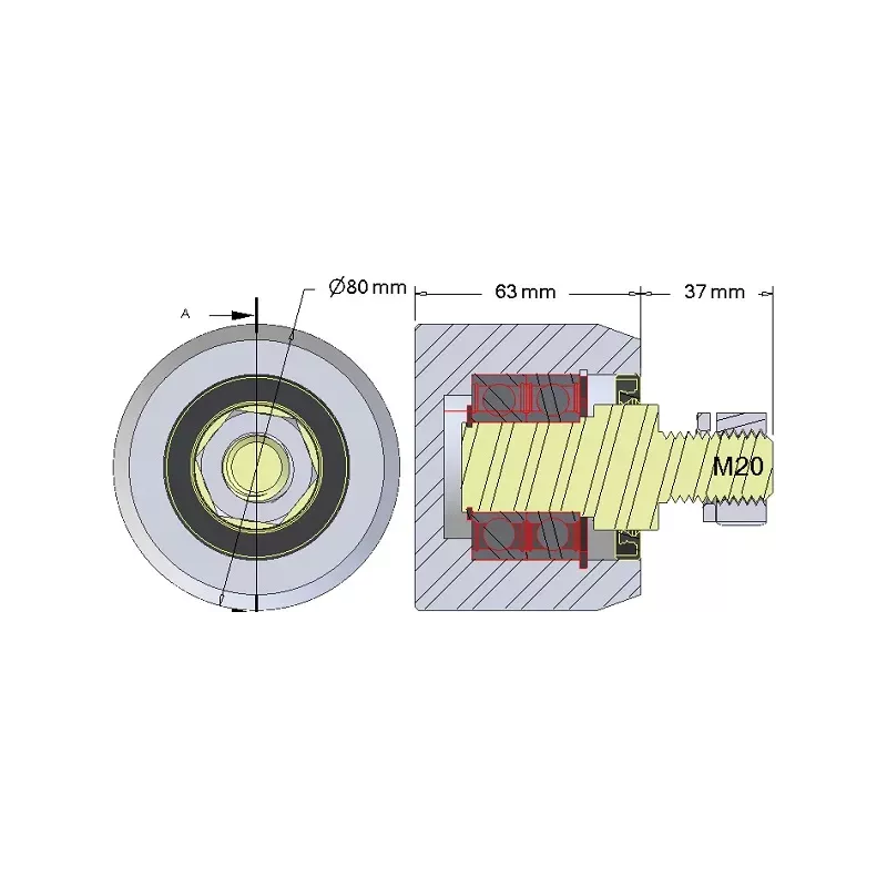 Rol nr. 268 – stalen steunrol Ø80 mm voor machines van AVR | OEM AVR 3102.15.20 | fabrikant KiJ