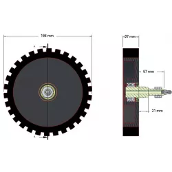 Rol nr. 4 – staal-rubberen loofinvoerrol Ø195 mm voor machines van Grimme | OEM Grimme 200.05168 | fabrikant KiJ
