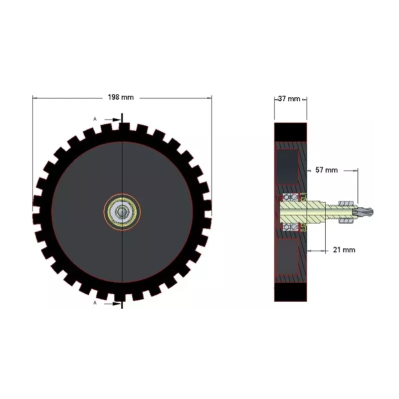 Rol nr. 4 – staal-rubberen loofinvoerrol Ø195 mm voor machines van Grimme | OEM Grimme 200.05168 | fabrikant KiJ
