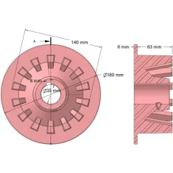 Rol nr. 306 – gietijzeren aandrijfrol Ø140 mm, steek 32 mm, voor machines van Grimme | OEM Grimme 006.00131 | fabrikant KiJ