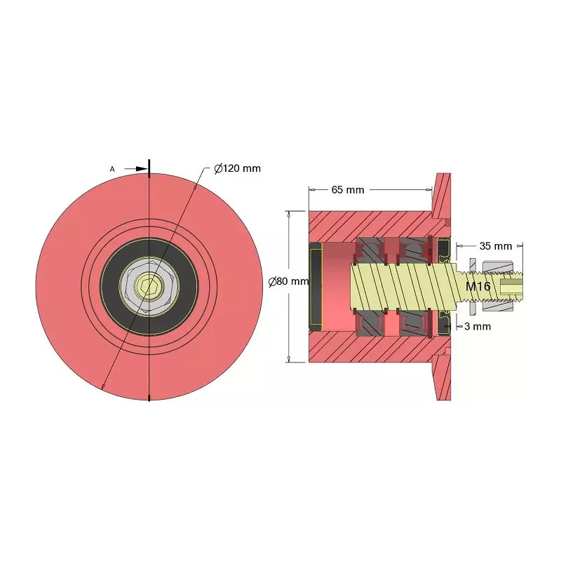 Rol nr. 316 – stalen keerrol Ø80 mm voor machines van Guaresi | OEM Guaresi P7755190000 | fabrikant KiJ