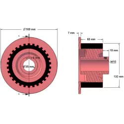 Rol nr. 5 – gietijzer-rubberen aandrijfrol Ø132 mm voor machines van Grimme | OEM Grimme 076.00820 | fabrikant KiJ