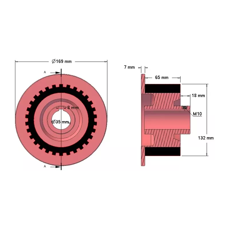 Rol nr. 5 – gietijzer-rubberen aandrijfrol Ø132 mm voor machines van Grimme | OEM Grimme 076.00820 | fabrikant KiJ