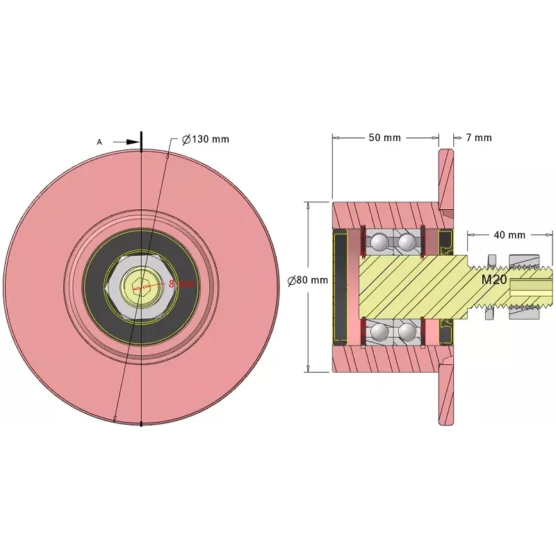 Rol nr. 327 – stalen keerrol Ø80 mm voor machines van Sandei | OEM Sandei D0010 | fabrikant KiJ