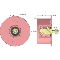 Rol nr. 328 – stalen keerrol Ø150 mm voor machines van Sandei | OEM Sandei K0015 | fabrikant KiJ
