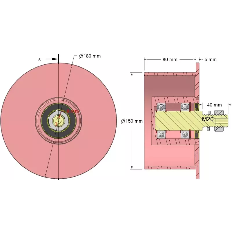 Rol nr. 328 – stalen keerrol Ø150 mm voor machines van Sandei | OEM Sandei K0015 | fabrikant KiJ