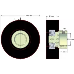 Rol nr. 146 – rubberen rol Ø65 mm voor machines van Amac | OEM Amac 6.39.00-3 | fabrikant KiJ