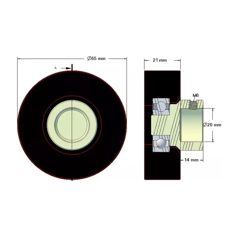 Rol nr. 146 – rubberen rol Ø65 mm voor machines van Amac | OEM Amac 6.39.00-3 | fabrikant KiJ