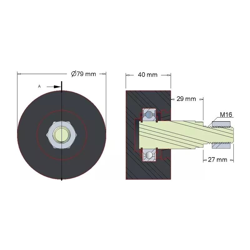 Rol nr. 147 – rubberen rol Ø80 mm voor machines van Amac | OEM Amac 10.39.00 | fabrikant KiJ