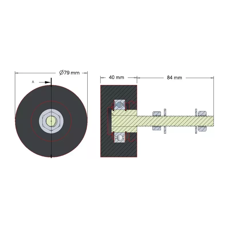 Rol nr. 180 – rubberen rol Ø80 mm | fabrikant KiJ