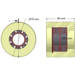 Rol nr. 253 – kunststof steunrol Ø75 mm voor machines van Grimme | OEM Grimme 088.00298 | fabrikant KiJ