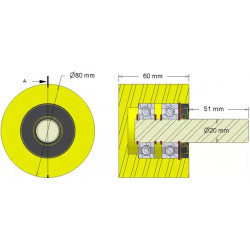 Rol nr. 285 – kunststof steunrol Ø80 mm voor machines van Dewulf | OEM Dewulf 2660001C | fabrikant KiJ