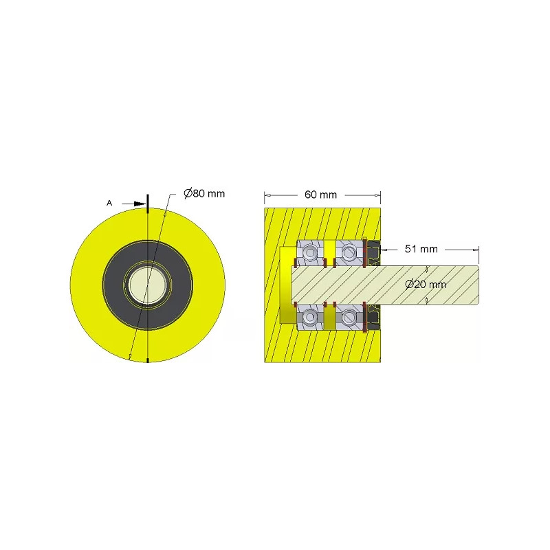Rol nr. 285 – kunststof steunrol Ø80 mm voor machines van Dewulf | OEM Dewulf 2660001C | fabrikant KiJ