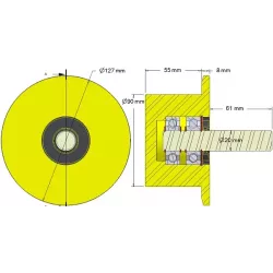Rol nr. 286 – kunststof steunrol Ø90 mm voor machines van Dewulf | OEM Dewulf 2660012C | fabrikant KiJ