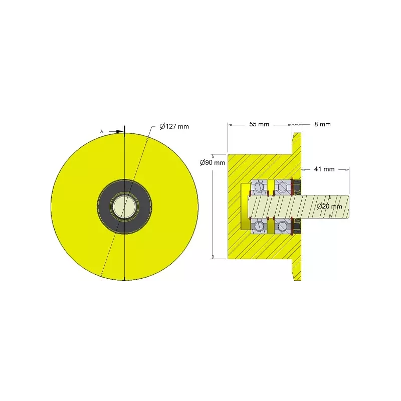 Rol nr. 289 – kunststof steunrol Ø90 mm voor machines van Dewulf | OEM Dewulf 2660012A | fabrikant KiJ