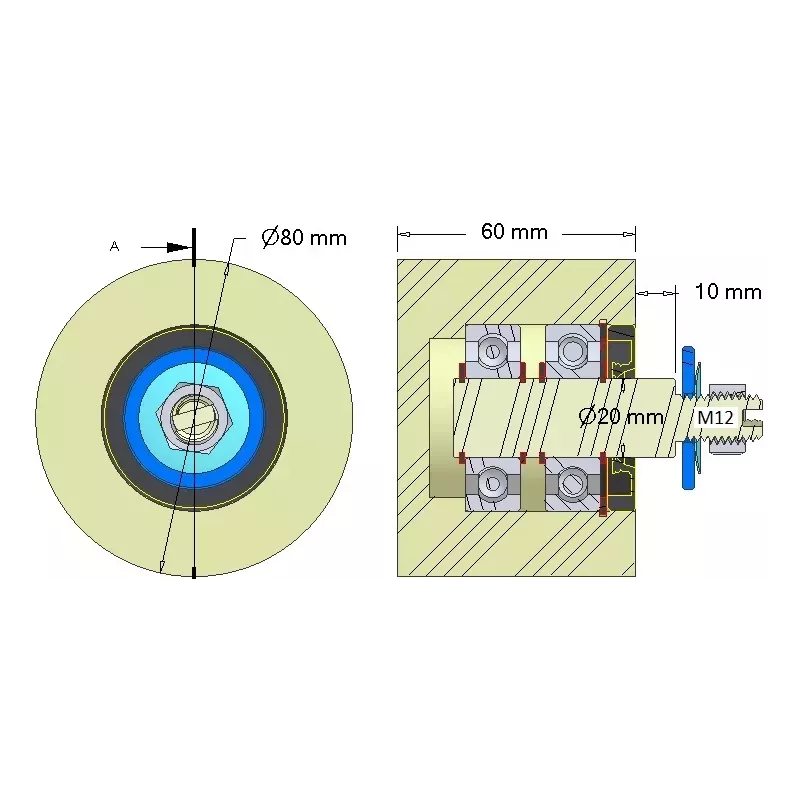 Rol nr. 293 – kunststof steunrol Ø80 mm voor machines van Dewulf | OEM Dewulf 2660226 | fabrikant KiJ