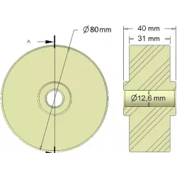 Rol nr. 295 – kunststof steunrol Ø80 mm voor machines van Dewulf | OEM Dewulf 2660222 | fabrikant KiJ