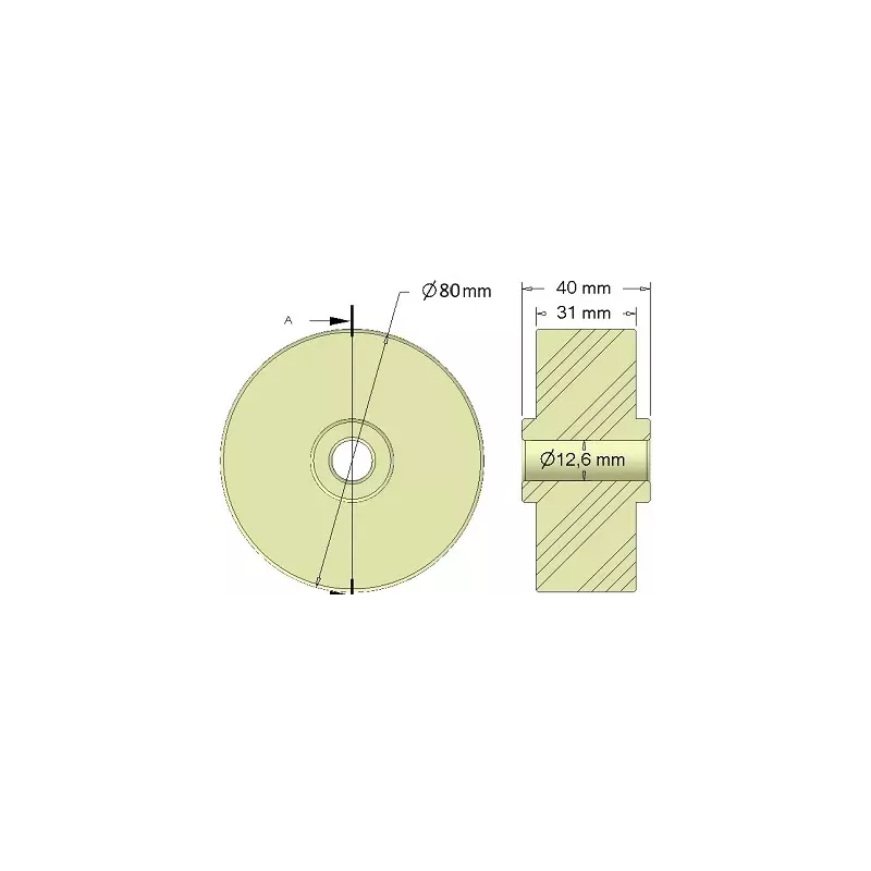 Rol nr. 295 – kunststof steunrol Ø80 mm voor machines van Dewulf | OEM Dewulf 2660222 | fabrikant KiJ
